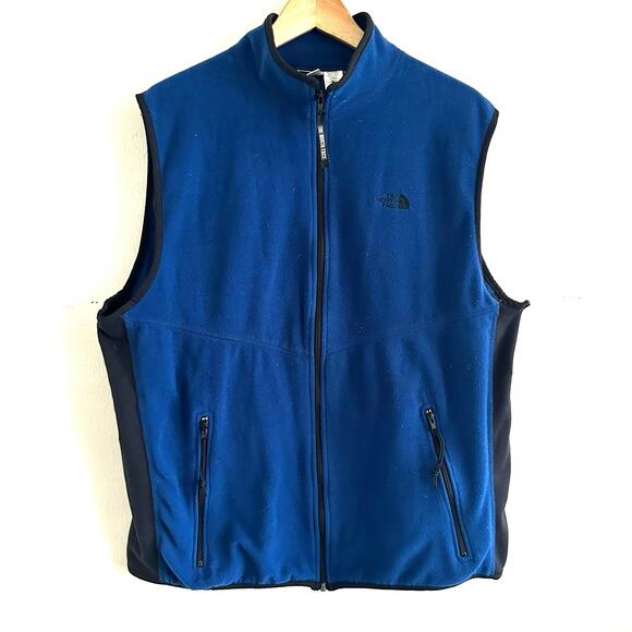 The North Face Full Zip Fleece Vest Blue Men's Size XLarge Zip‎ Pockets - Picture 1 of 8